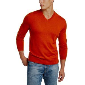 NWT Mens Size 3XL Club Room Burnt Orange Solid V-Neck Merino Wool Blend Sweater